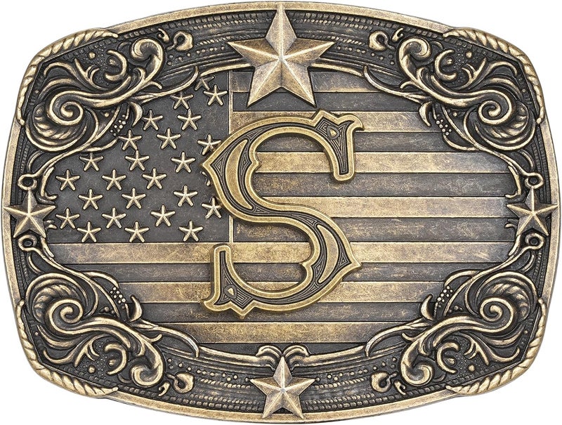 Flipslo Store Western Belt Buckle for Men Women Initial Letter A to Z Cowboy Belt Buckle Texas Buckle hebillas vaqueras para hombre - Image 1